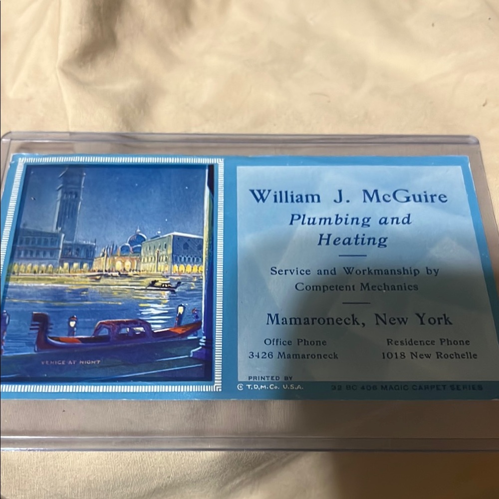 William J. McGuire Plumbing and Heating Business Card
